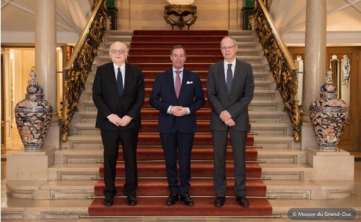 06.02.2024 - Audience at the Grand Ducal Palace: Mr Gaston Reinesch, HRH the Hereditary Grand Duke, Mr Jean Tirole, President of the Toulouse School of Economics (TSE) and winner of the 2014 Nobel Prize in Economics.