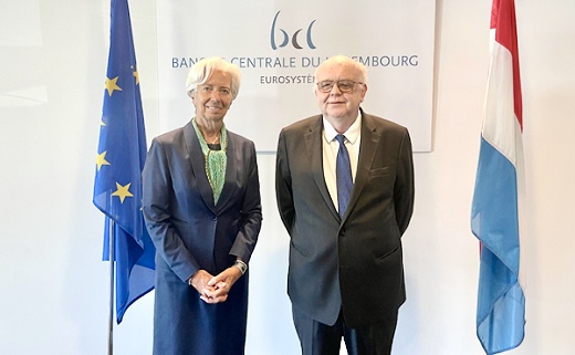 Mrs Christine Lagarde, President of the European Central Bank (ECB), and Mr Gaston Reinesch.